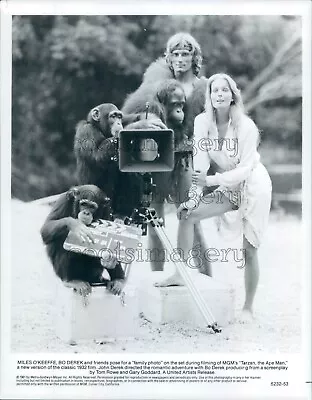 1981 Press Photo Miles O'Keefe Bo Derek Monkeys Tarzan The Ape Man Movie Set • $15