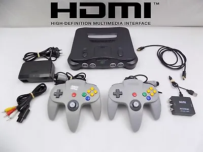 $298.80 • Buy Nintendo 64 N64 Console Bundle + HDMI Converter + 2x Genuine Controllers + Ca...