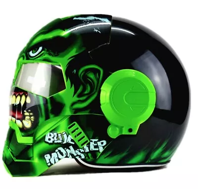 2023 DOT Masei Motorbike Flip Up Helmet Motorcycle Bike Full Face Helmets Green • $125.03