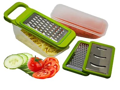 Neat Ideas Grate & Store Grater - 3 Interchangeable Blades 2 Storage Containers • £8.95