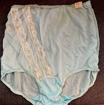 Gilead Nylon Tricot Lace Brief Panties Blue Vintage NWT Panty 8 • $39