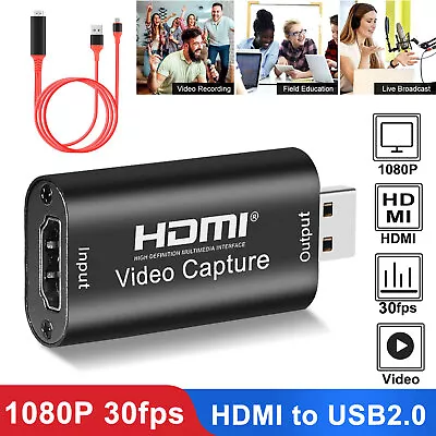 4K 1080P HDMI To USB 2.0 Video Capture Card Game Audio Live Streaming+HDMI Cable • $8.98