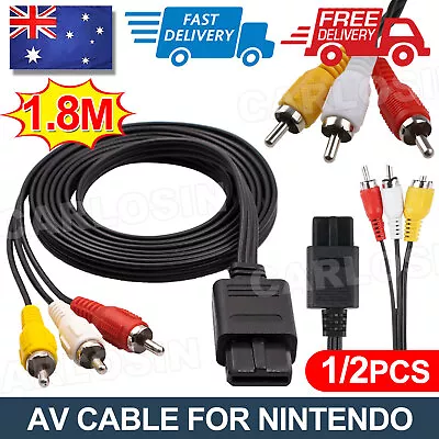 1.8M AV S-Video Composite Cable Cord For Super Nintendo SNES GameCube NGC N64 • $5.45