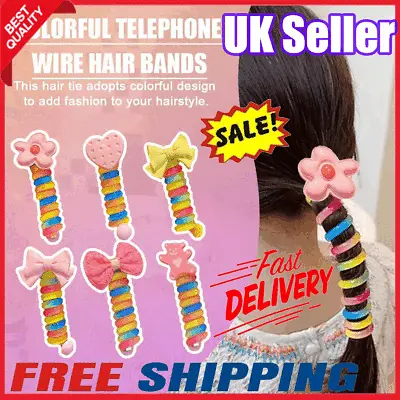 £4.38 • Buy Colorful Telephone Wire Hair Bands For Kids,2023 New Spiral Hair Ties Accessorie