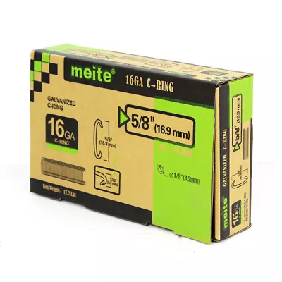 Meite SC760-16Ga 1/2  Crown C/Hog Ring Staples 5/8  Outer Crown 4500/18000 Pcs • $152