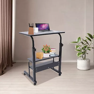 Mobile Adjustable Bedside Table Mobile Laptop Table With Wheels Space-saving • $38.96