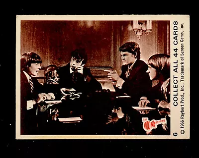 The Monkees 1966  Card #6  Puzzle On Back  • $6.80