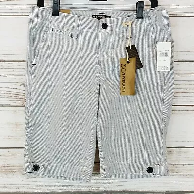 $19.60 • Buy Z Cavaricci Womens Shorts White Blue Striped Stretch 4 Pockets Casual Bermuda 