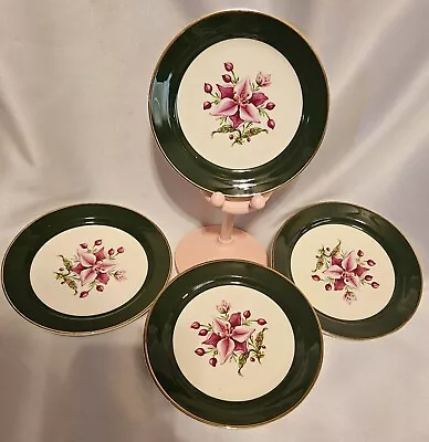 Set Of Four Vintage China Dessert Plates Appalachian Heirloom Trimmed In 22kt... • $26.42