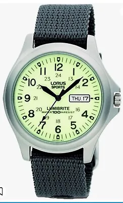 Lorus Men's Lumibrite Grey Fabric Web Strap Analog Watch Super Fast Delivery  • £47.99