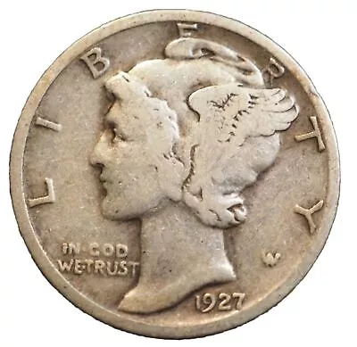 1927-P Mercury 90% Silver Dime Good+ BEST VALUE ON EBAY Free Shipping W/Tracking • $4.99