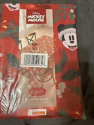 NWT Disney Christmas Festive Christmas Red Mickey Mouse 60x102 Oblong Tablecloth • $33.99