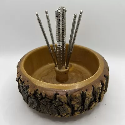 $19.99 • Buy Ellwood Rusticware Wooden Nutcracker Set With Tools Tree Trunk/log Bark Bowl