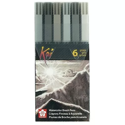 $16.11 • Buy Sakura XBR-6SA Koi Watercolor Coloring Brush Pen Set, 6 Count, Assorted Grays