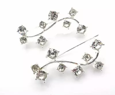 New Ear Cuff Pins Trails Upwards Pair Earrings Silver Plated Crystal Vine • $14.37