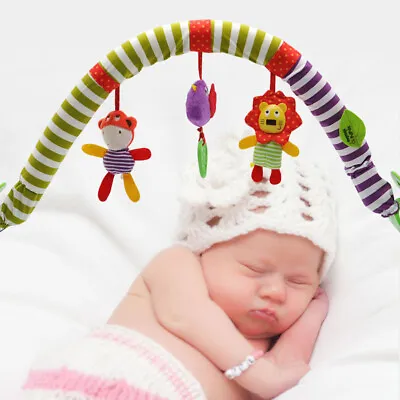 Baby Pram Toys Baby Arch Pram Play Toys With Rabbit Rattle Foldable Pram Toys • £7.39