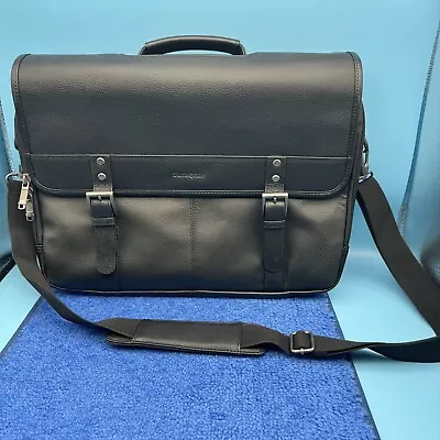 Samsonite Black Leather Flap Over Briefcase Messenger Laptop Bag - NWOT • $59.98