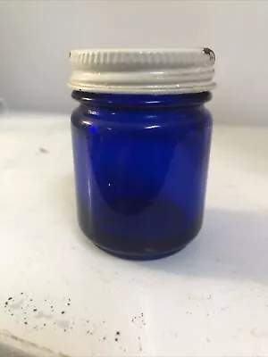 Vintage Vicks VapoRub Cobalt Blue Glass Jar With Metal Lid 2.5 Inches Retro MCM • $7.99