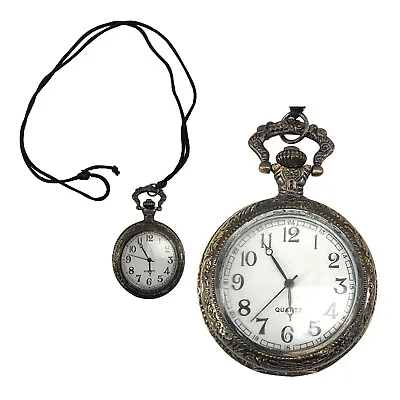 Pocket Watch Necklace Antiqued Steampunk Vintage Pendant • $15.99