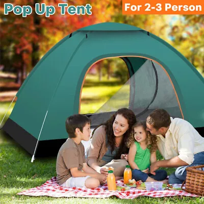 2-3 Man Automatic Instant Double Layer Pop Up Camping Tent Waterproof Outdoor US • $24.98