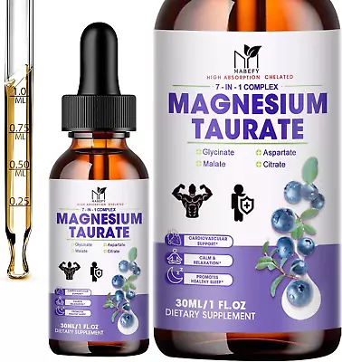 2 Pack Liquid Magnesium Taurate Supplement 2000mg 5X Chelated MagnesiumGlycinate • $30.56