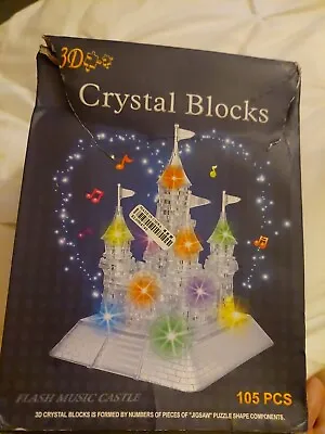 DIY 3D Puzzle Crystal Puzzle Castle 105 Pieces LED Light And Music Educational • £8.99