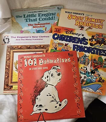 Vtg Disney Record Vinyl LP Lot 101 Dalmatians Little Engine Swiss Family Emperor • $4.99