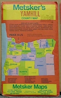 Mid 1960's Metsker's Map Of Yamhill County Oregon • $7.99