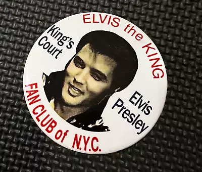 Elvis Presley Fan Club Of NYC King's Court Pinback Pin  Repro. Bruce Springsteen • $19.95