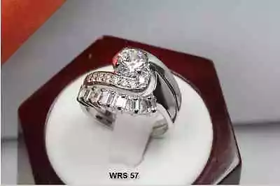 Vintage Style Sterling Silver Half Wrap Engagement Ring Wedding Ring Set-18 Stns • $24.84
