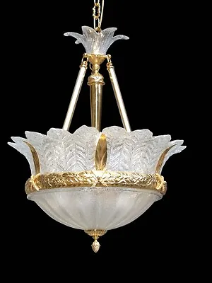 Chandelier Classic Murano 3 Lights With Leaves Grit Crystal Bga 1470/S33 • $1859.38