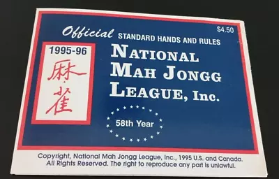 1995-96 NATIONAL MAH JONGG LEAGUE RULES Official GAME CARD NICE! • $12.99