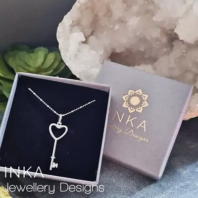 Inka Sterling Silver 18  Necklace With Beautiful 925 Key Pendant • $24