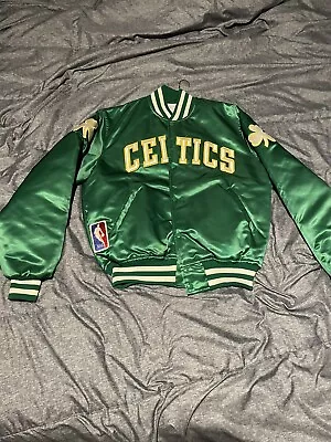 Vintage Boston Celtics Starter Jacket Mens Large Green Bomber Satin NBA 80s Rare • $65