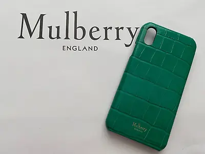 New : MULBERRY Apple IPhone X Leather Croc Clip Case In Emerald Green :Brand New • £24.99