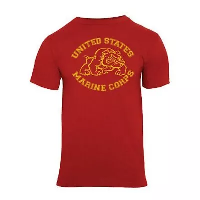 USMC Red & Gold Bulldog T-Shirt- Marine Corps Vintage Style Design Shirt • $29.95