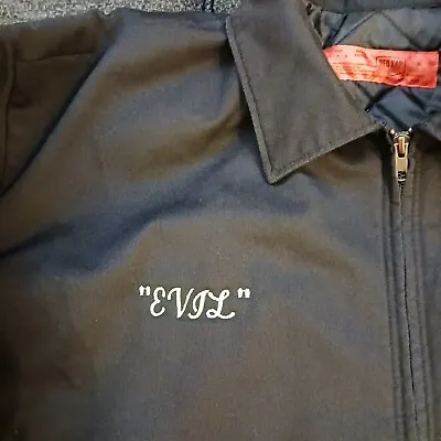 RED KAP Work Jacket Men's Size XLT  Black Embroidered  EVIL  Misfits Punk  • $45