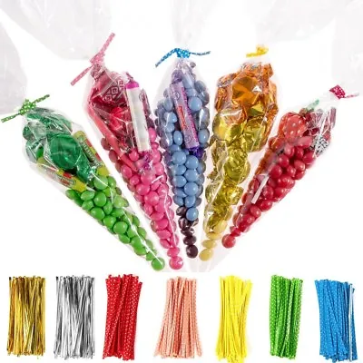 CLEAR CELLOPHANE CONE BAGS LARGE FOOD SWEET CANDY KIDS Party Favour Cones Cello • £1.79