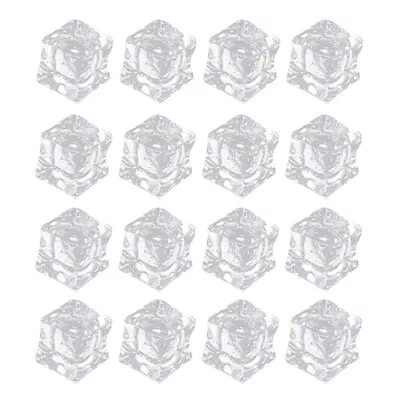 50pcs Fake Ice Cubes Clear Acrylic Ice Cubes Reusable Fake Ice Photography Props • £11.15