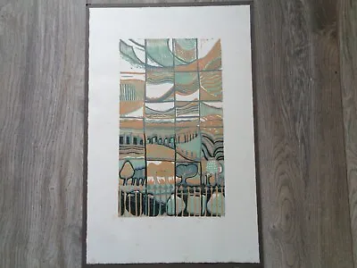 Margaret Chinn 1936-2023 Large Linocut Print Signed 'windows' Cornish Artist • £30