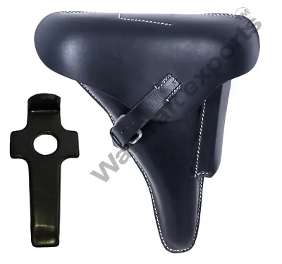 WWII GERMAN LUGER P08 Hardshell BLACK LEATHER HOLSTER WITH TAKE DOWN TOOLS • £30.66