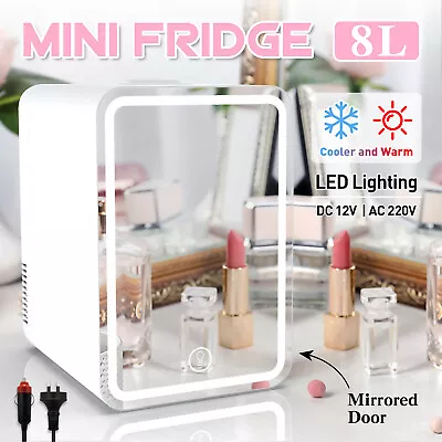 $79.95 • Buy Mini Fridge 8L Portable Beauty Cosmetics LED Mirror Makeup Cooler