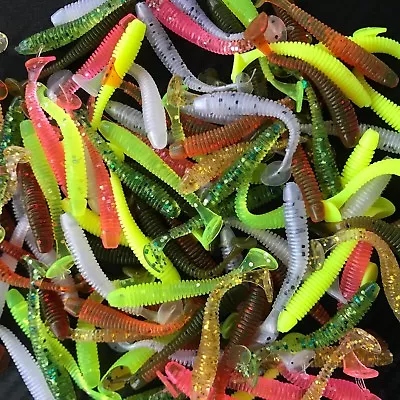 100 Soft Plastic Fishing Lure Tackle 50mm Paddle Tail Grub Worm Bream Lures Bass • $9.95