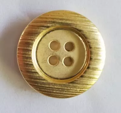 Round Metal 12 Gold Striated Outer 4 Hole Vintage Buttons 40L -1 - 25.5mm (B237) • $6.99