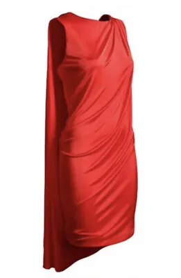 2011 VERSACE For H&M Grecian Red Shift Toga Dress With Cape - US 6  • $90