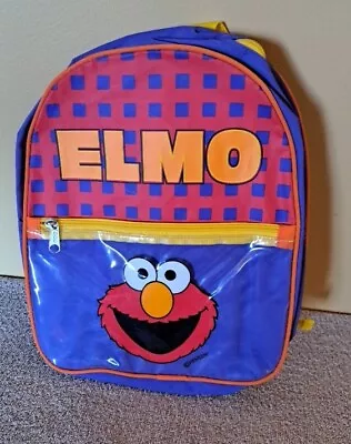 Vtg 1995 Jim Henson Sesame Street Muppets Elmo Vinyl Backpack Adjustable Straps  • $27.95