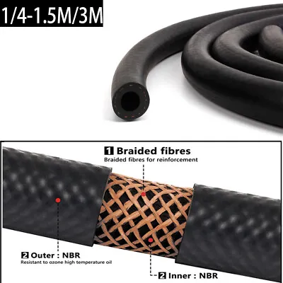 1/4  Nitrile Rubber (NBR) EFI Fuel Injection Line Hose Flexible Braided Gas Line • $12.99