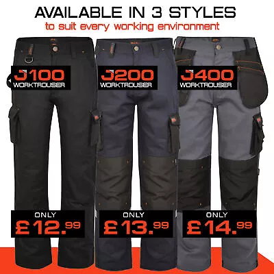 Mens Work Trousers Cargo Combat Knee Pad Pockets Black Navy Jikks Size 32-40 • £12.99