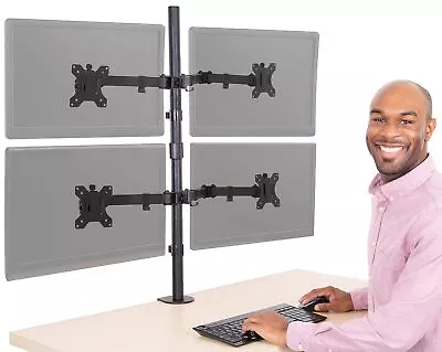 Clamp-On 4 Monitor Mount Desk Stand | Height Adjustable Quad Monitor Stand Wi... • $88.04