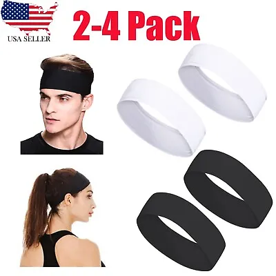 Mens Women Sports Sweat Headband Sweatband Gym Yoga Stretch FAST SHIP 2-4 Pack • $8.99